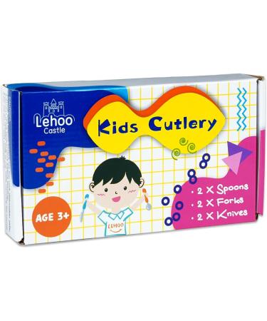 Lehoo Castle Toddler Cutlery Set - 6pcs Stainless Steel Fork and Spoon for Kids, Green/Yellow - Buy Online on GoSupps.com