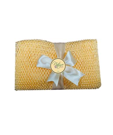 Nature by EJN - Net Bath Sponge, Customized N1 Weave, Long, Skin Exfoliation, African, Ghana, Porous, Stretches Horizontally to Approximately 49" (Golden Apricot)