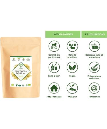 Prot ine de Soja Bio - Bioptimal - 92% Prot ines 17% BCAA - Haute Digestibilit - Energie Musculation - Poudre de F ve de Soja Biologique - 100% Pur - Conditionn en France - Certifi Ecocert - 3 kg Sans saveur 3000g - Buy Online on GoSupps.com