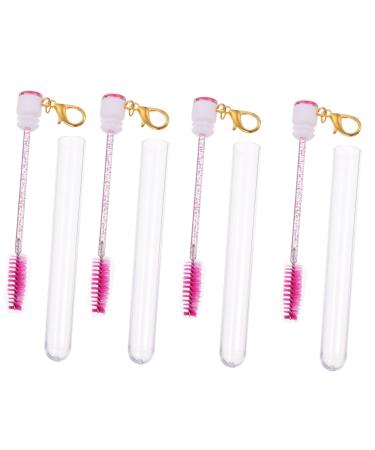 Mipcase 4pcs Tube Mascara Brush Makeup Mascara Diy Lash Wand Tubes Portable Eyelash Tube Self Made Diamond 11.2x1.1cm Rosy