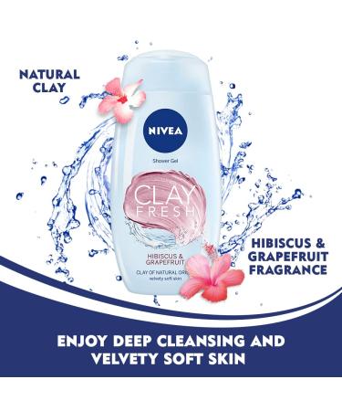 Nivea Clay Fresh Hibiscus & Grapefruit Shower Gel 250ml - Refreshing Cleanser - Buy Online on GoSupps.com