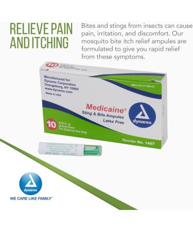 10-Pack Dynarex Medicaine Sting & Bite Ampules - Fast Bug Bite Itch Relief with Benzocaine & Menthol - 0.02 fl. oz. Each - Buy Online on GoSupps.com