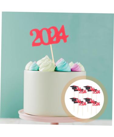 COOLHIYA 12pcs 2024 Graduation Season Cake Insert Graduation Cake Toppers Graduation Party Decorations Top Hat Graduation Dessert Toppers Cupcake Decorations Paper Cup Insert Card Red 9.50X6.00X0.20CM - Buy Online on GoSupps.com