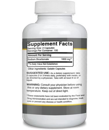 Pharmacy Grade Baking Soda Capsules 1600mg - 200 Count - Buy Online on GoSupps.com