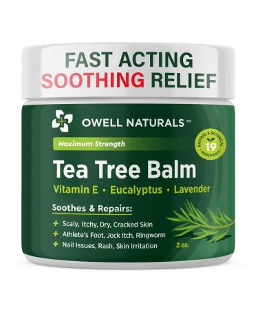 OWELL NATURALS Tea Tree Balm Oil 2 Fl Oz with Vitamin E for Acne Itchy Dry Flaky and Cracked Skin Rashes Bee Stings Splinters Poison Ivy Insect Bites Cuts and Burns - Paraben-Free (1 Pack) 2 Fl Oz (Pack of 1)