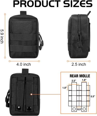 Gogoku 4-Pack Tactical Molle Pouch Combo - Compact Utility EDC Waist Bag Set in Black - Buy Online on GoSupps.com