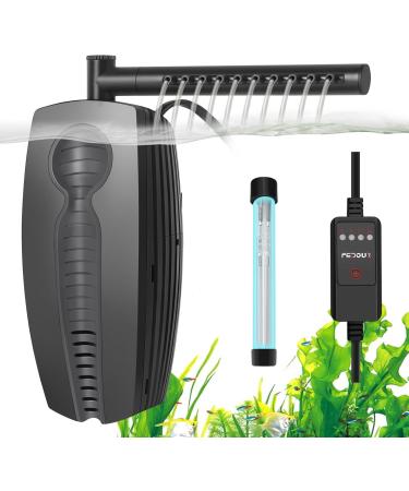 Fedour 165GPH Aquarium Filter U-V with timer 8W adjustable aquarium filter pump underwater inner filter for 30-180L pools with a biochemical cotton activated carbon cotton ceramic balls - Buy Online on GoSupps.com