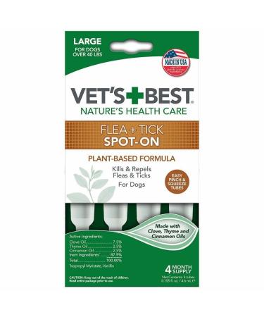Vet's Best Flea and Tick Spot-on Drops 4 Month Supply Large