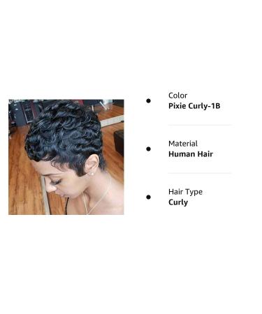RUISENNA Short Curly Pixie Cut Human Hair Wig for Women - Glueless Brazilian Remy Black Wig - Buy Online on GoSupps.com
