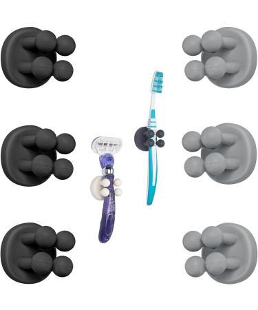 Tecbull Funny Hooks toothbrush holder razor holder shower razor bracket without drilling toothbrush bracket Self -adhesive clamping holder for toothbrushes (6x black/gray + 6x replacement adhesive pad) 3x black + 3x gray - Buy Online on GoSupps.com