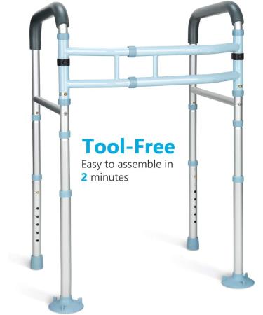 OasisSpace Stand Alone Toilet Safety Rail - Heavy Duty Medical Frame for Elderly & Disabled - Adjustable Handrails for Bathroom Toilet - Buy Online on GoSupps.com