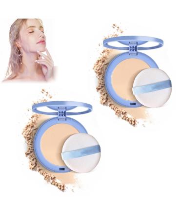 GAGK Matte Perfection Pressed Powder Matte Wet and Dry Powder Oil Control Face Pressed Powder Matte Smooth Setting Powder Waterproof Long Lasting Finishing Powder (Classic Ivory 2Pcs)