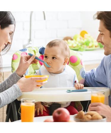 Vicloon Baby Utensils Spoon Fork Set - 4pcs Toddler Cutlery Feeding Set | Easy Grip Bendable Self Feeding Spoon Fork | Light Green-Blue Color - Buy Online on GoSupps.com