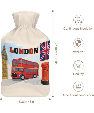London Hot Water Bottle with Plush Cover - Hand Warmer for Adults & Children | 26.5x15.3cm - Ideal for Comfort & Warmth - Buy Online on GoSupps.com