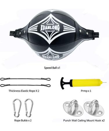 XUANLONG Double End Bag Boxing Speed Dodge Ball - Black PU Leather MMA Punch Bag for Home Gym Workout and Agility Training (Upgraded) - Buy Online on GoSupps.com