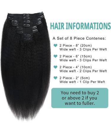 Clip in Hair Extensions Kinky Straight Clip in Hair Extensions Real Human Hair Natural Black for Women Remy Kinky Straight Human Hair Clip in Extensions Double Weft Seamless 120g/Set Clip in Extension 18inches 120g/Set - Buy Online on GoSupps.com