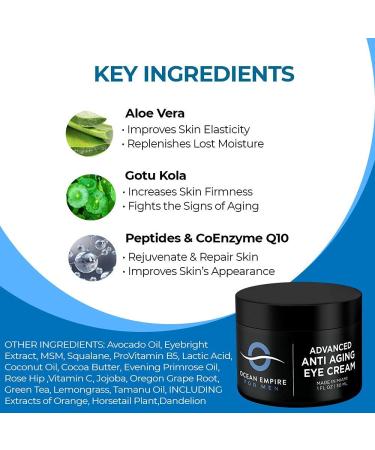 Men's Anti-Aging Eye Cream | Made in USA | Dark Circles, Wrinkles & Puffiness Treatment | Natural Ingredients | 1oz - Buy Online on GoSupps.com