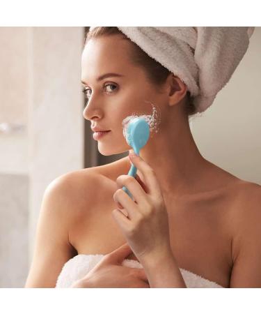 Silicone Manual Facial Cleansing Brush - NADUSEP 2 Pack Soft Bristles Waterproof Exfoliator for Blackheads & Makeup Removal (Blue Pink - Buy Online on GoSupps.com