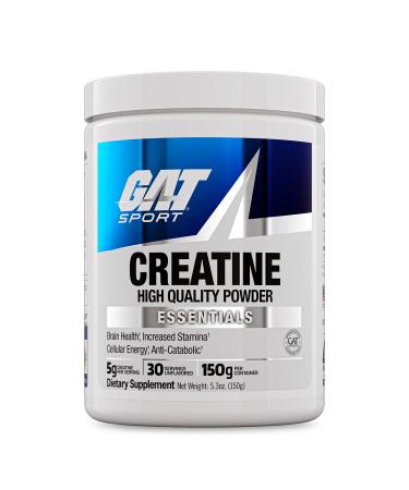 GAT SPORT Creatine Monohydrate Powder 150 Grams Strength Brain Health GLP1 Support Anti-oxidant Endurance for Men & Women 1 Month Supply Unflavored (30 Servings) 5.3 Ounce (Pack of 1)