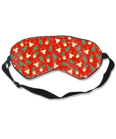 Santa Claus Reindeer Xmas Tree Sleep Mask & Blindfold Soft Blackout Sleep Eye Mask with Adjustable Strap Suitable for Travel Nap Night Sleep 8.2x3.5 in