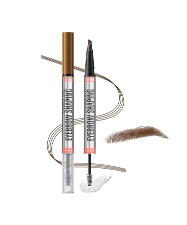 2-In-1 Double-End Eyebrow Shaping Pen 2-In-1 Brow Pen And Sealing Brow Gel Long-Lasting Color Waterproof And Sweatproof Easy-To-Use Eyebrow Makeup For Real-Looking Fuller (01# Light Brown)