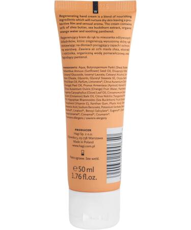 Hagi Spicy Orange - Natural Hand Cream for Very Dry Skin | Sea Buckthorn Extract | Shea Butter | Organic Orange Water | Panthenol | Regenerating & Nourishing | 50ml - Buy Online on GoSupps.com