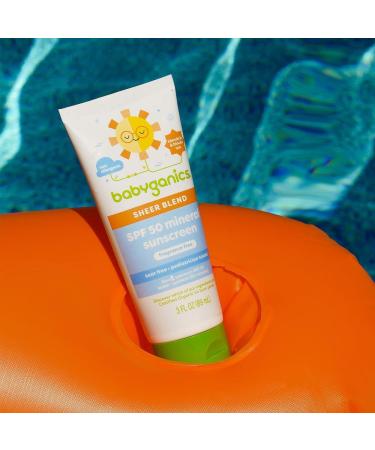 Babyganics SPF 50 Mineral Sunscreen Lotion Sheer Blend UVA UVB Protection Octinoxate & Oxybenzone Free Water Resistant Fragrance Free 3 oz - Buy Online on GoSupps.com