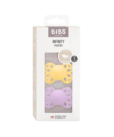 BIBS Infinity Anatomical Pacifier 2-Pack | BPA-Free Silicone | Size 1 (0-6 Months) | Made in Denmark - Pale Butter & Violet Sky - Buy Online on GoSupps.com