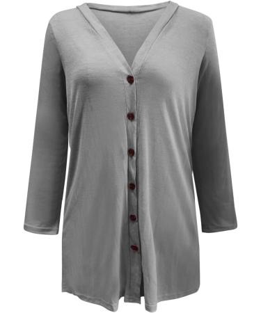 Long Shirt Outerwear Top Thin Warm Knitted Coat Women's Blouse V-Neck Shirt Tunic Long Women's Tunic Women's Shirt Casual Checked Shirt Women's Winter Chunky Knit Jacket G-grey M - Buy Online on GoSupps.com