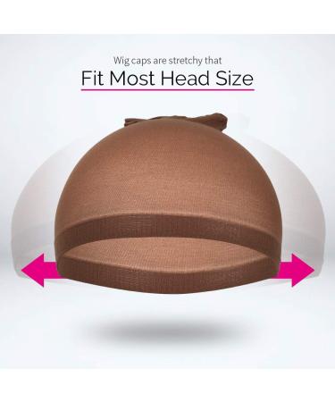 Fandamei Dark Brown Stretchy Nylon Wig Caps - Pack of 6 | Elastic Close End Stocking Wigs Cap for Women and Unisex Makeup - Buy Online on GoSupps.com