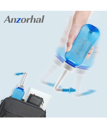 Anzorhal Neti Pot Sinus Rinse Nose Cleaner with 60 Packets Salt and Thermometer Sticker - Adult & Kid Nasal Wash Solution - Buy Online on GoSupps.com