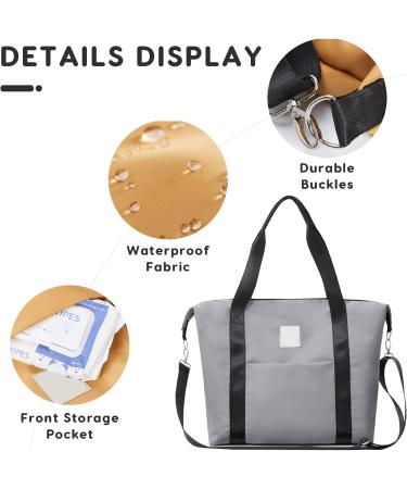 SONARIN Large Capacity Waterproof Baby Changing Bag - Stylish Satchel with Stroller Straps, Changing Mat & Travel Convenience in Grey - Buy Online on GoSupps.com