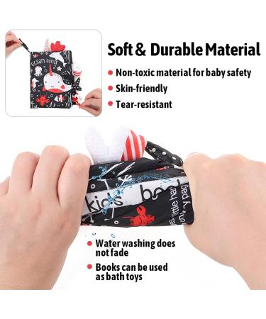 DAYTOYS Soft Cloth Book for Babies - Waterproof Touch and Feel Crinkle Book - Early Education Activity Toy for Infants and Toddlers - Black and White - Buy Online on GoSupps.com