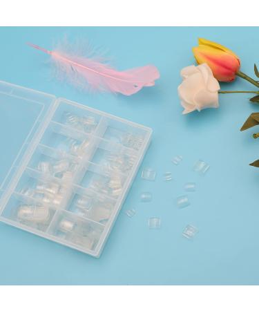 KINBOM 500pcs Clear Nail Tips Short Acrylic Fake Nails with Case Square Half Cover French Fake False Nails for Nail DIY Decoration at Home and Salon - Buy Online on GoSupps.com