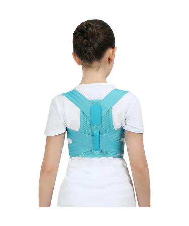 Back Posture Corrector Corset Shoulder Lumbar Wasit Support Correction For Kids Teens Straighten Upper Belt Blue M