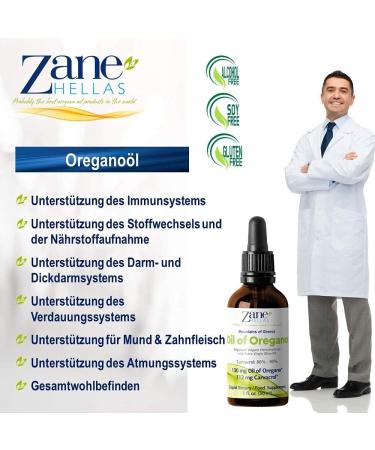 Zane Hellas 70% Oregano Oil - Greek Essential Oil with 86% Carvacrol | 112mg per Serving | Premium 30ml - Buy Online on GoSupps.com