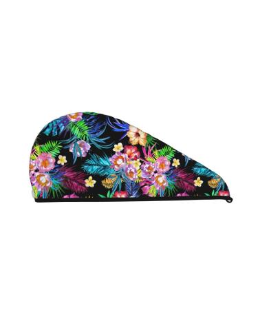 Colorful Flowers Microfiber Hair Towel Soft Super Absorbent Hair Towel Wrap for Women Coral Velvet Quick Dry Hair Cap for Long Curly and Thick Hair