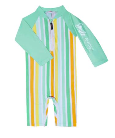 weVSwe Baby Toddler Boy Swimsuit UPF 50+ Sun Protection Rash Guard Swimwear with Crotch Zipper 0-3 Years 2 Years Green Rainbow