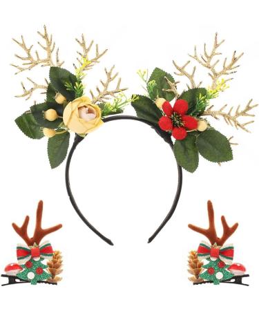 IYOU Christmas Headband Set Green Leaf Hair Piece Xmas Tree Hair Clips Halloween Costume Hair Accessories for Women and Girls - Buy Online on GoSupps.com