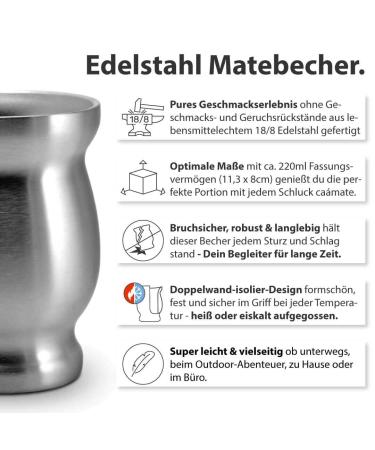 Organic Mate Tea Set | 3 Types of Mate Stainless Steel Cup & Bombilla | International Shipping - Buy Online on GoSupps.com