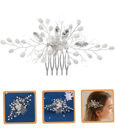 Angoily Bridal Pearl Comb Bride Headpiece Pearl Tiara Barrettes for Girls Bride Hair Comb Bride Hair Clip Headdresses Hair Clips Rhinestone Women's European and American Hair Accessories - Buy Online on GoSupps.com