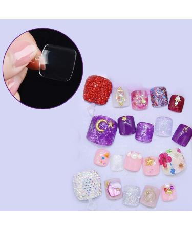 500PCS Short Toe Clear French Press on False Toenail Tips | Short Square Full Cover Artificial Acrylic Nails - Perfect for Manicure at Home or Nail Salon| Includes Storage Box - Buy Online on GoSupps.com