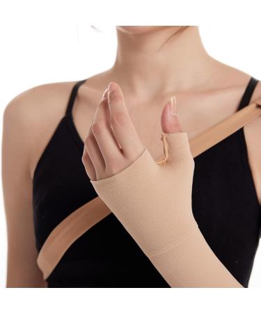 Lymphedema Compression Arm Sleeve - Post Mastectomy Support Thumb Edema Relief Swelling Control (M-Left) - International Shipping Available - Buy Online on GoSupps.com