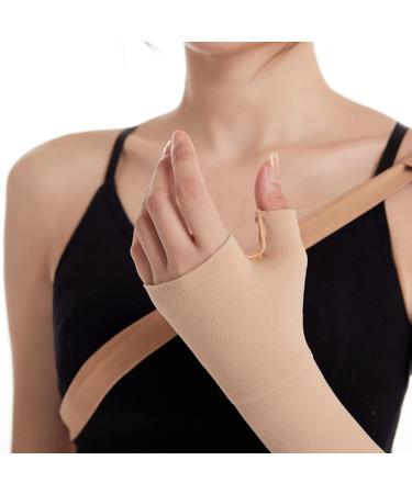 Lymphedema Compression Arm Sleeve - Thumb & Post Mastectomy Support for Swelling Relief (Left-S) - International Shipping Available - Buy Online on GoSupps.com