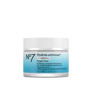 No7 HydraLuminous+ Hydrating Night Gel Moisturizer - Hyaluronic Acid and Vitamin B3 Niacinamide Face Moisturizer to Hydrate Protect & Refresh Skin - Supports Skin Barrier Repair (1.69 Fl Oz)