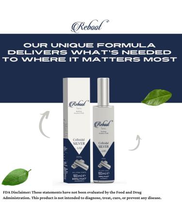 Reboot Colloidal Silver Spray - 20PPM Refreshing Mist for All Skin Types - Vegan Soothing & Hydrating - Elegant Glass Bottle - 3.4oz - Buy Online on GoSupps.com