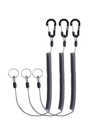 Booms Fishing T01 Coiled Lanyards for Fishing Rods and Fly Fishing Nets Black, 3pcs