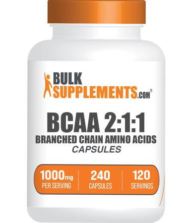 BulkSupplements.com BCAA 2:1:1 Capsules - Branched Chain Amino Acids BCAA Supplements BCAA Capsules BCAA Pills - Gluten Free 240 Capsules (Pack of 1)