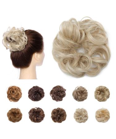 Synthetic Hair Bun Extensions Messy Curly Hair Scrunchies Hairpieces Updo Donut Hairpieces for Women -Bleach Blond & Bleach White 25 g Bleach Blond & Bleach White - Buy Online on GoSupps.com