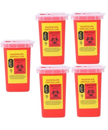 Lurrose 5 pieces storage container Small travel container Storage of sharp trash can disposal of razor blades Disposal container for blade razor bank case man water dispensable red portable redx5stk 15.4x9.5cmx5pcs